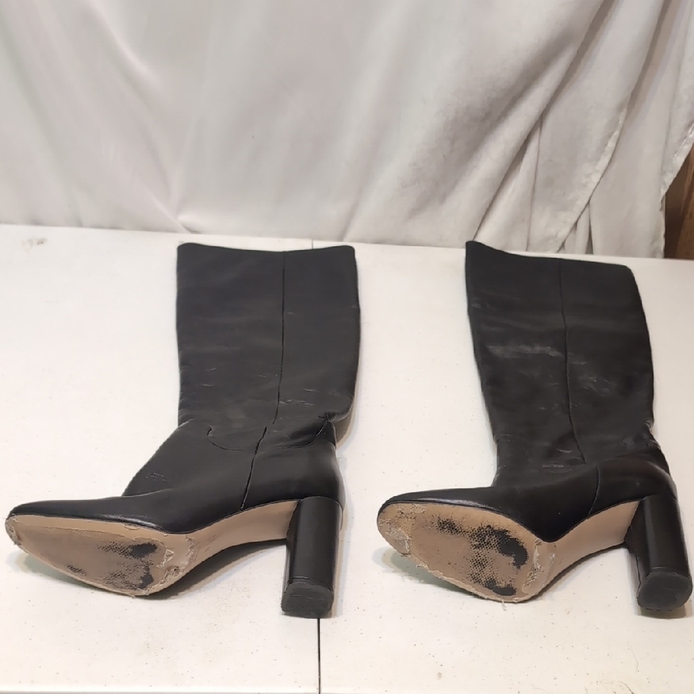 Zara Basics Elegant Black Pull-on Knee-High Boots Size 8.5